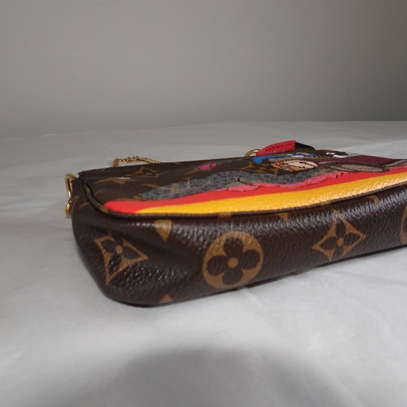 Louis Vuitton M41655 Brown Multi Color Print Coated Canvas Wristlet - Picture 6 of 12